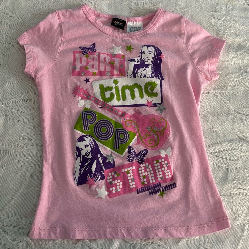 Hannah Montana Pink Short Sleeve “Part Time Pop Star” Graphic Tee Medium (7/8)